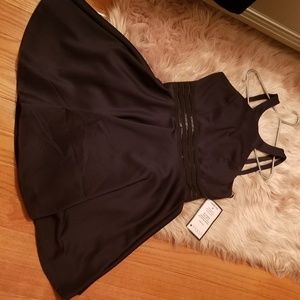 Navy blue Mock-neck skater dress